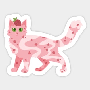 Strawberries and Cream Cat Sticker